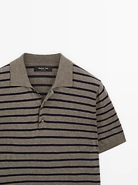 Polo en maille à rayures et manches courtes