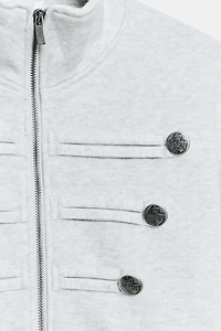 BUTTON ZIP SWEATSHIRT