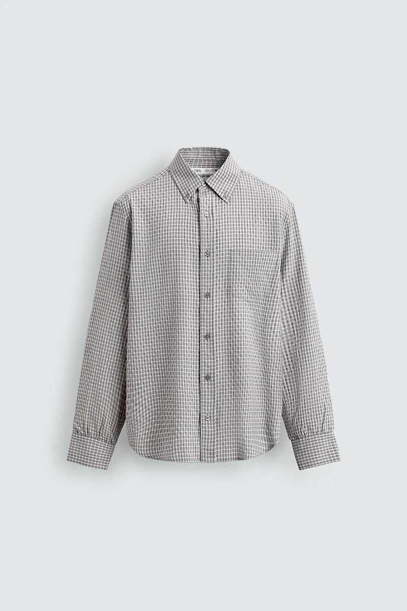 CHEMISE À CARREAUX TEXTURÉE