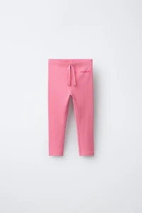 RIBBED DRAWSTRING LEGGINGS