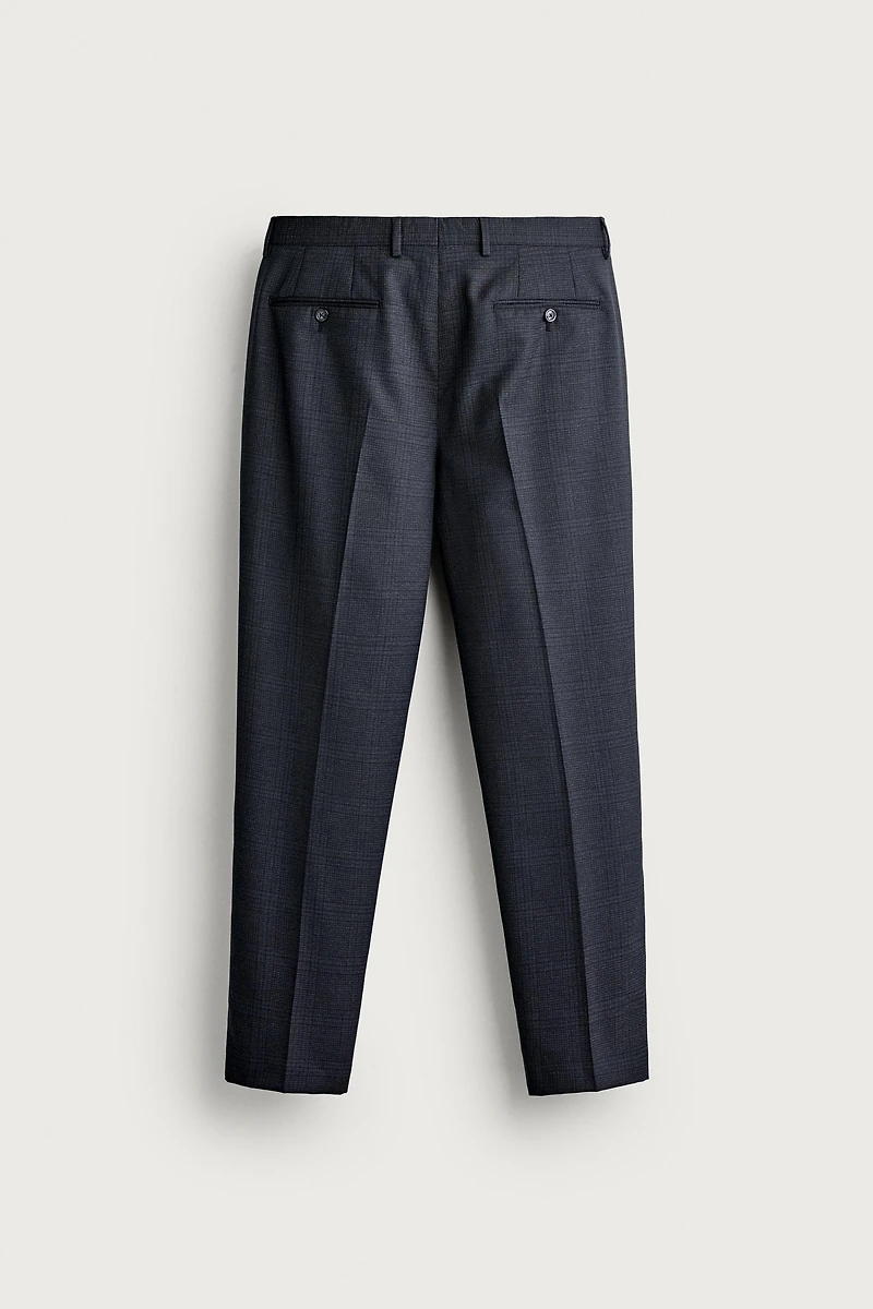 PLAID REGULAR FIT SUIT PANTS
