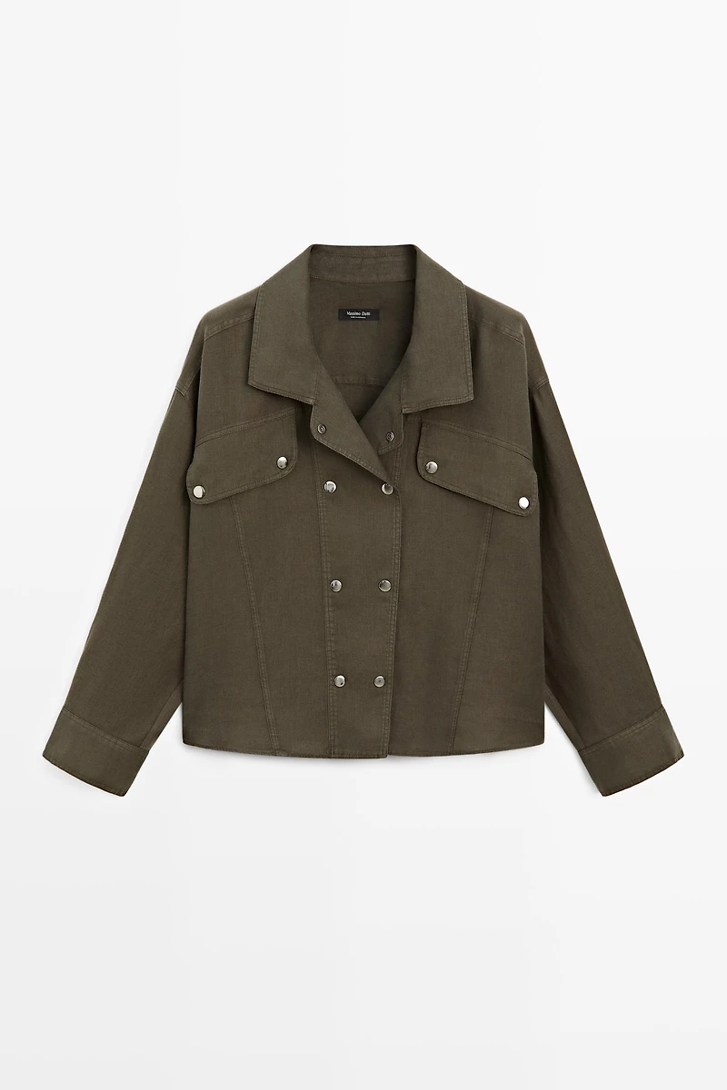 Chemise à boutons-pression 100 % lin