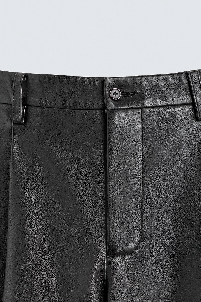 LEATHER STRAIGHT FIT PANTS