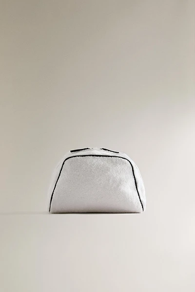 TERRY CLOTH TOILETRY BAG WITH PIPING DETAIL