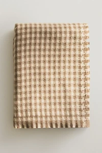 CHECK BLANKET WITH FRINGING
