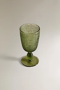 RAISED DESIGN WINE GLASS