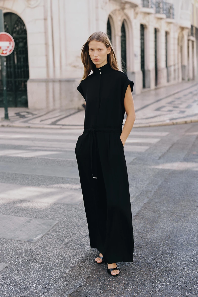 BELTED LONG JUMPSUIT