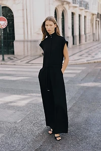 BELTED LONG JUMPSUIT