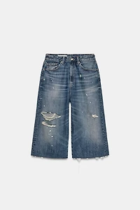 BERMUDA JORTS DENIM TRF DÉCHIRURES TAILLE MOYENNE