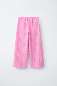 EMBROIDERED FLORAL WIDE LEG PANTS