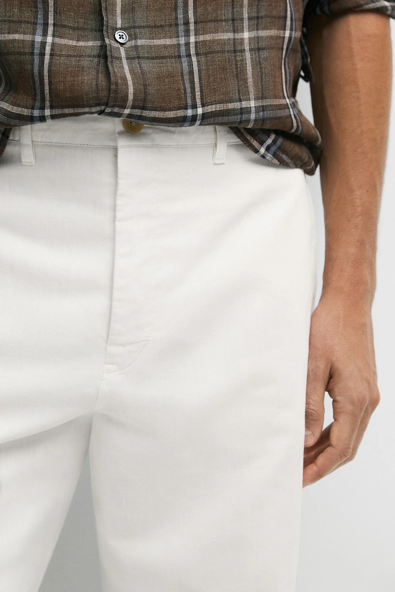 Pantalon straight lin et coton
