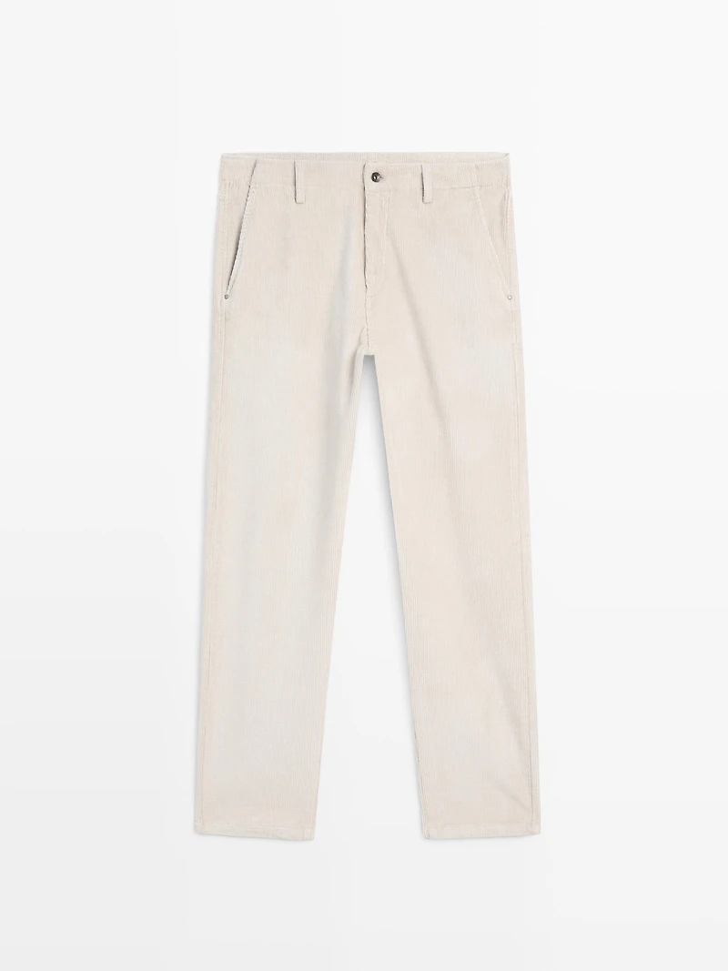 Relaxed fit corduroy denim-effect trousers