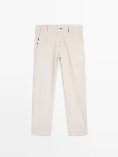 Relaxed fit corduroy denim-effect trousers