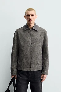 LEATHER TRIM TEXTURED JACKET ORIGINS
