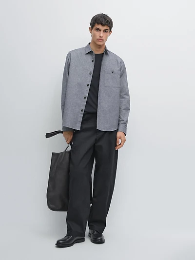 Melange overshirt with pocket
