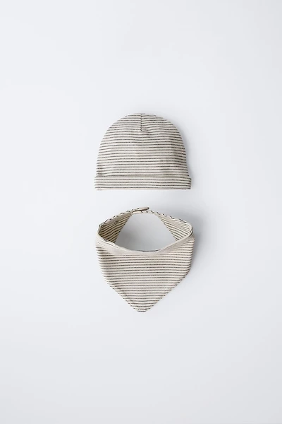 STRIPED HAT AND BIB SET