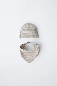 STRIPED HAT AND BIB SET