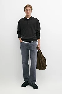 100% merino wool knit polo sweater
