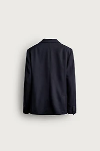 100% WOOL PLAID REGULAR FIT BLAZER