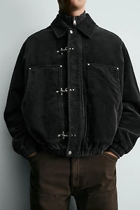 BLOUSON EN VELOURS CÔTELÉ À BRANDEBOURGS