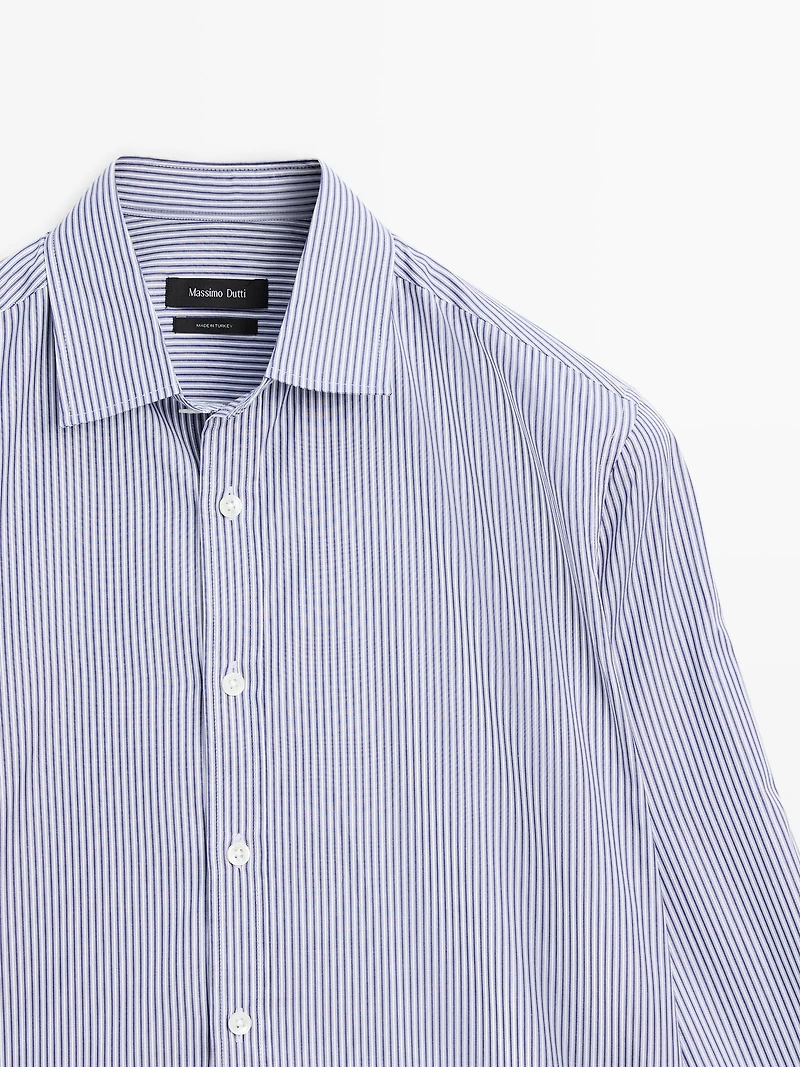 Regular fit striped poplin shirt