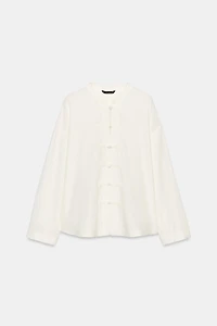 LINEN OVERSIZED SHIRT WITH FROG FASTENING