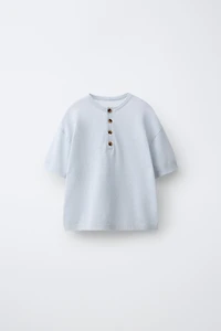 KNIT HENLEY SHIRT WITH LINEN AND COTTON