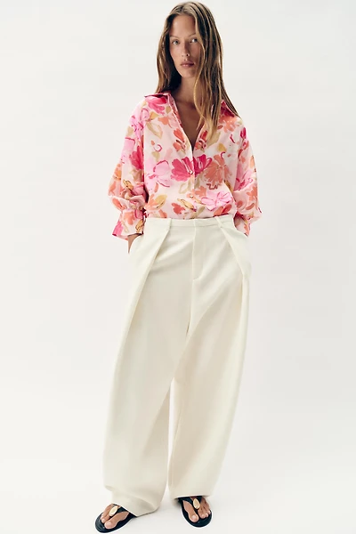 CHEMISE SATINÉE À IMPRIMÉ FLEURI