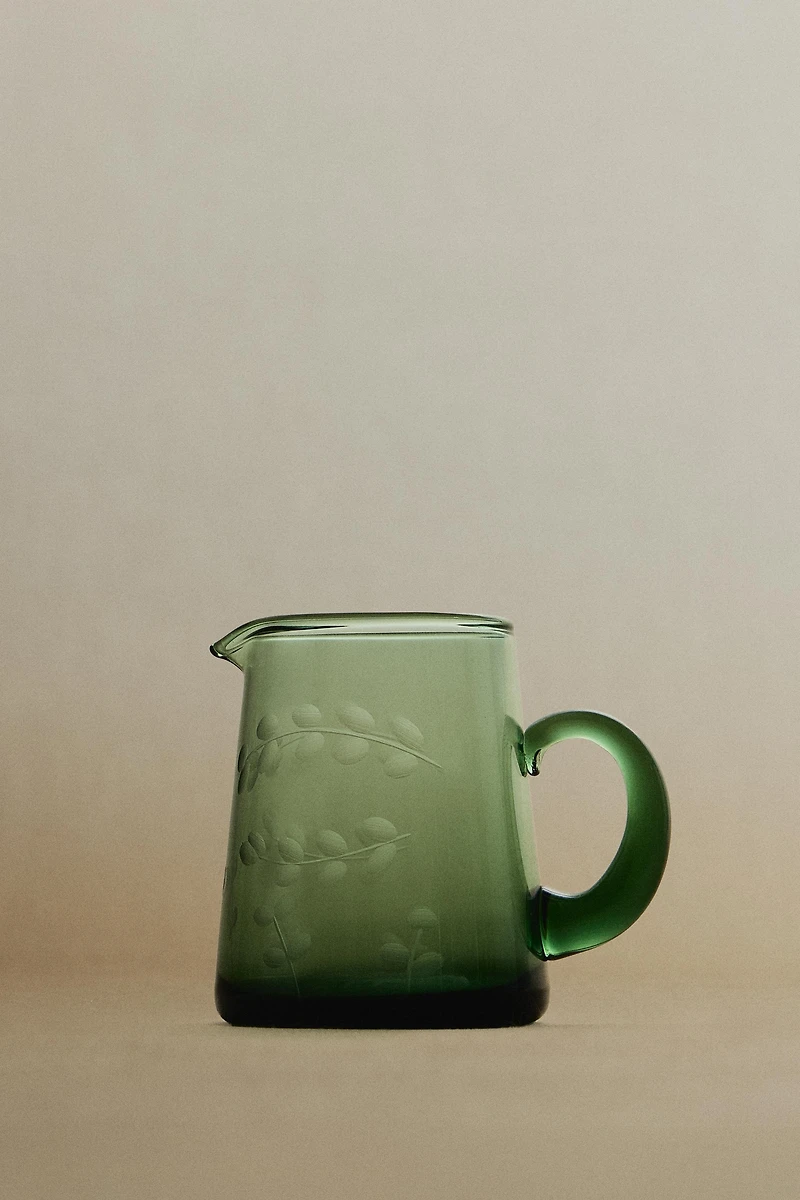 CHRISTMAS GLASS LEAF MILK PITCHER