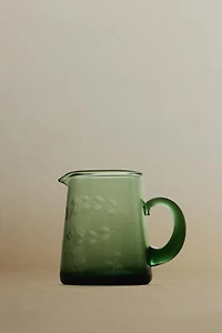 CHRISTMAS GLASS LEAF MILK PITCHER