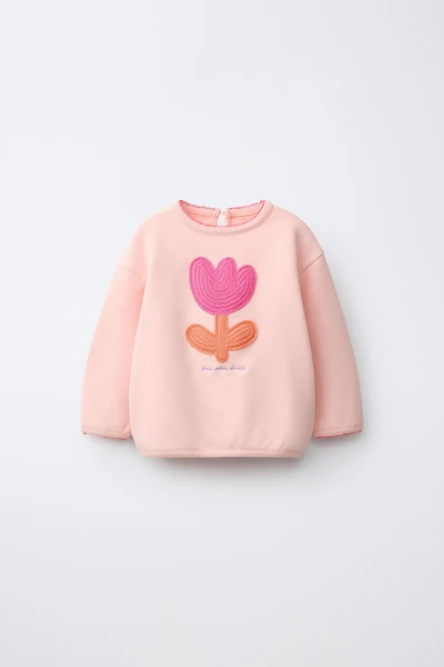 EMBROIDERED FLOWER SWEATSHIRT