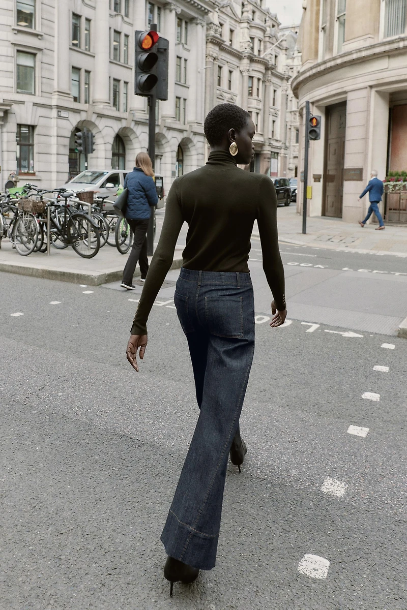 WIDE LEG SEAMED PANTS