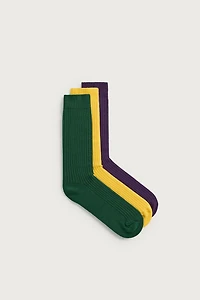 3-PACK OF CONTRAST RIBBED SOCKS