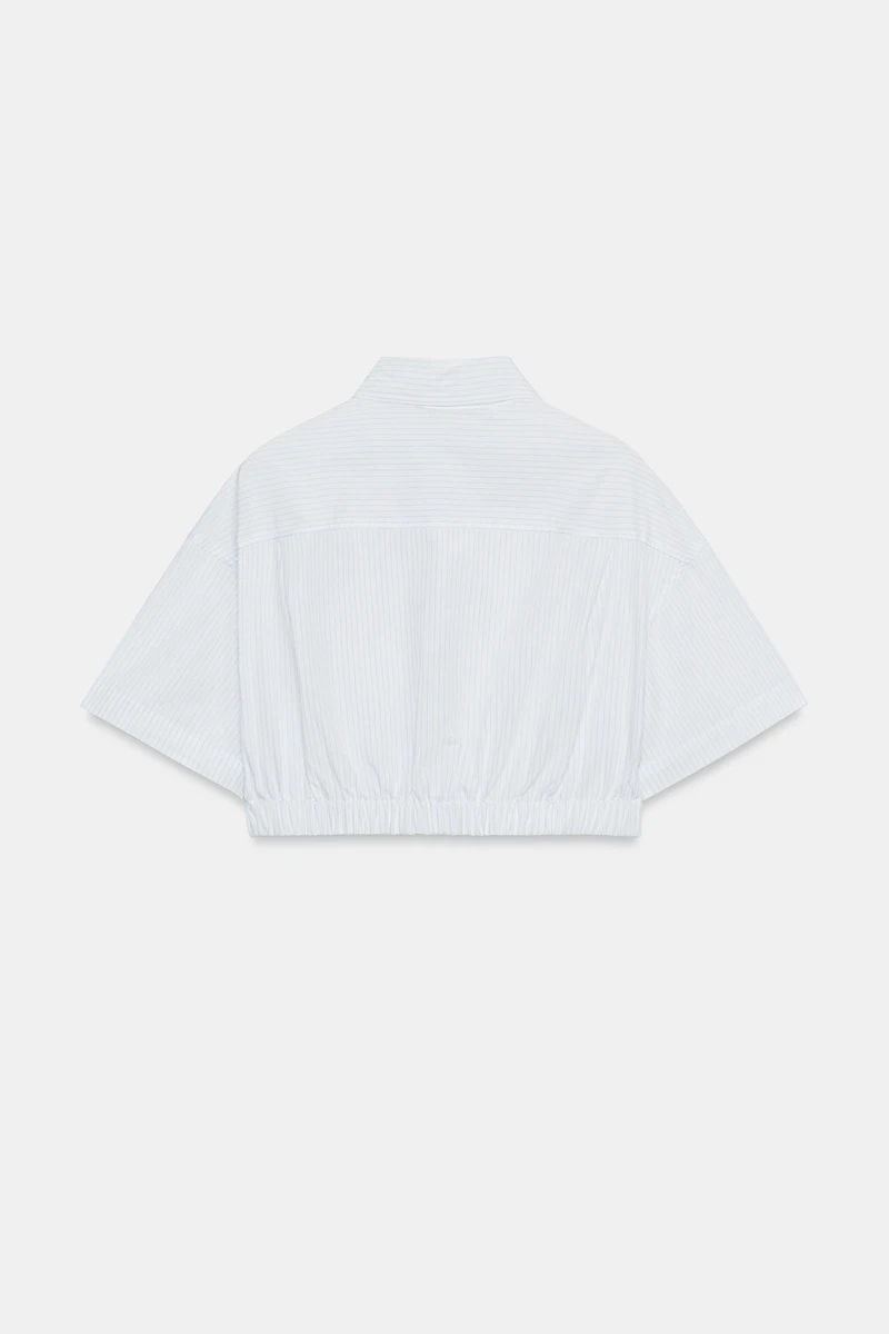CHEMISE COURTE EN POPELINE À RAYURES