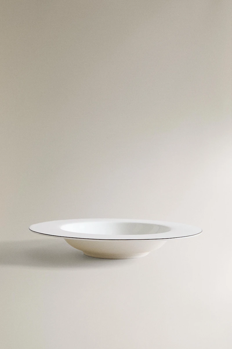 BONE CHINA SOUP PLATE WITH BLACK RIM