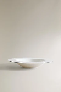 BONE CHINA SOUP PLATE WITH BLACK RIM