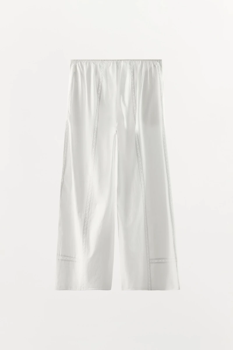 100% COTTON LACE TRIM PANTS