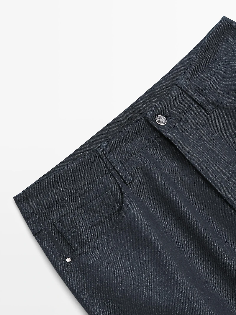 Cotton and linen five-pocket trousers