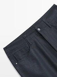 Cotton and linen five-pocket trousers