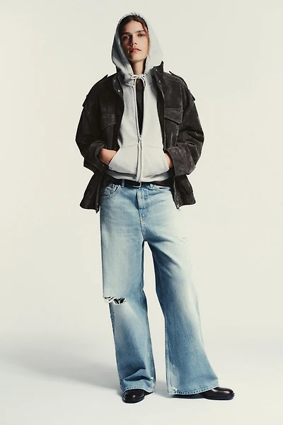 TRF MID-RISE RIPPED BAGGY JEANS