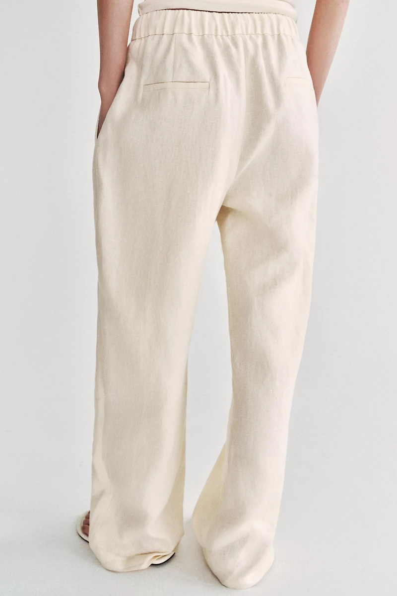 100% LINEN PLEATED PANTS ZW COLLECTION