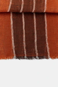 100% LINEN STRIPED PRINT SCARF