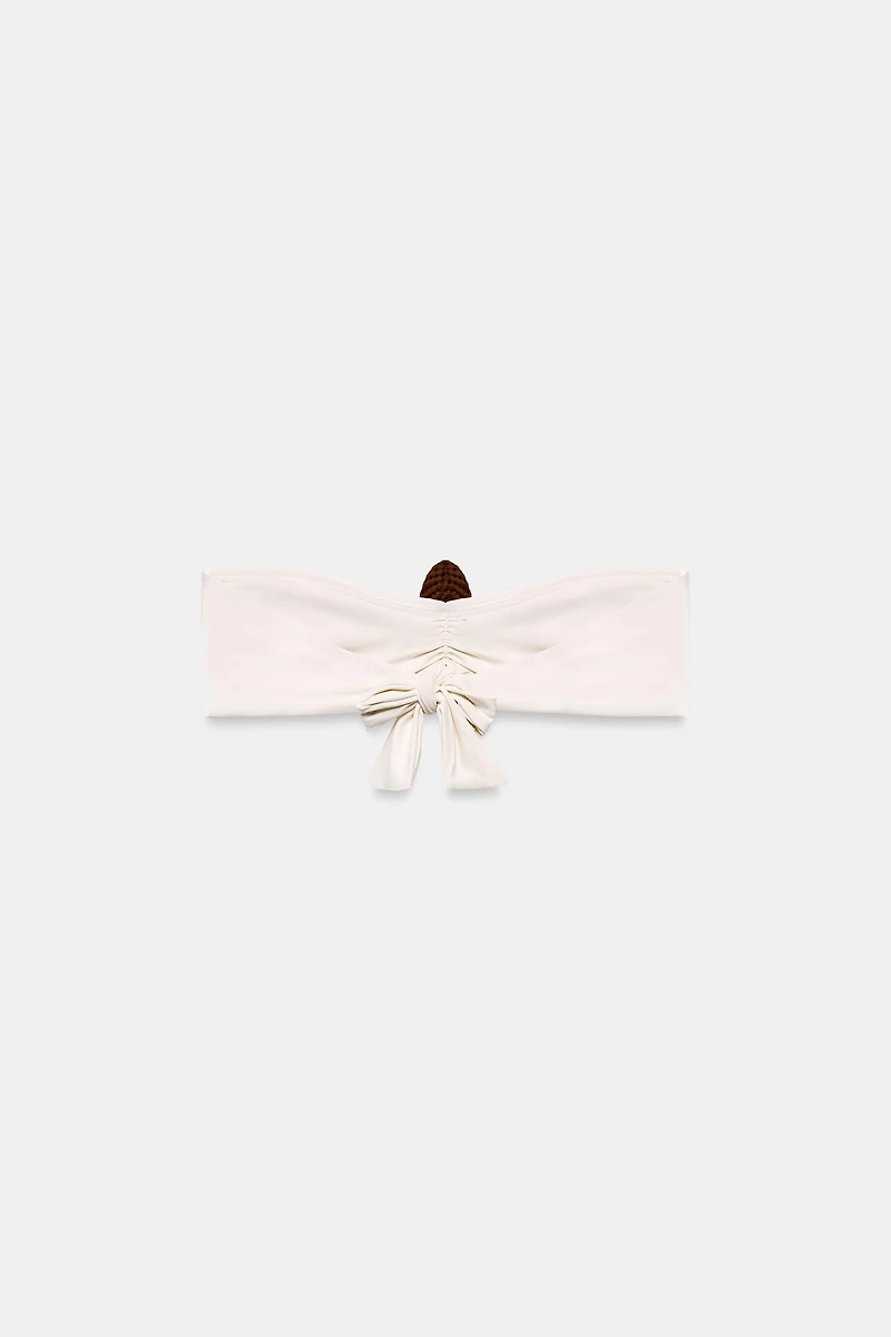 CROCHET FLOWER BANDEAU BIKINI TOP