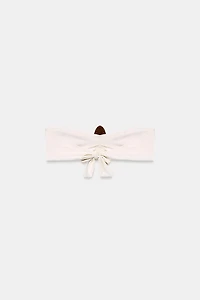 CROCHET FLOWER BANDEAU BIKINI TOP