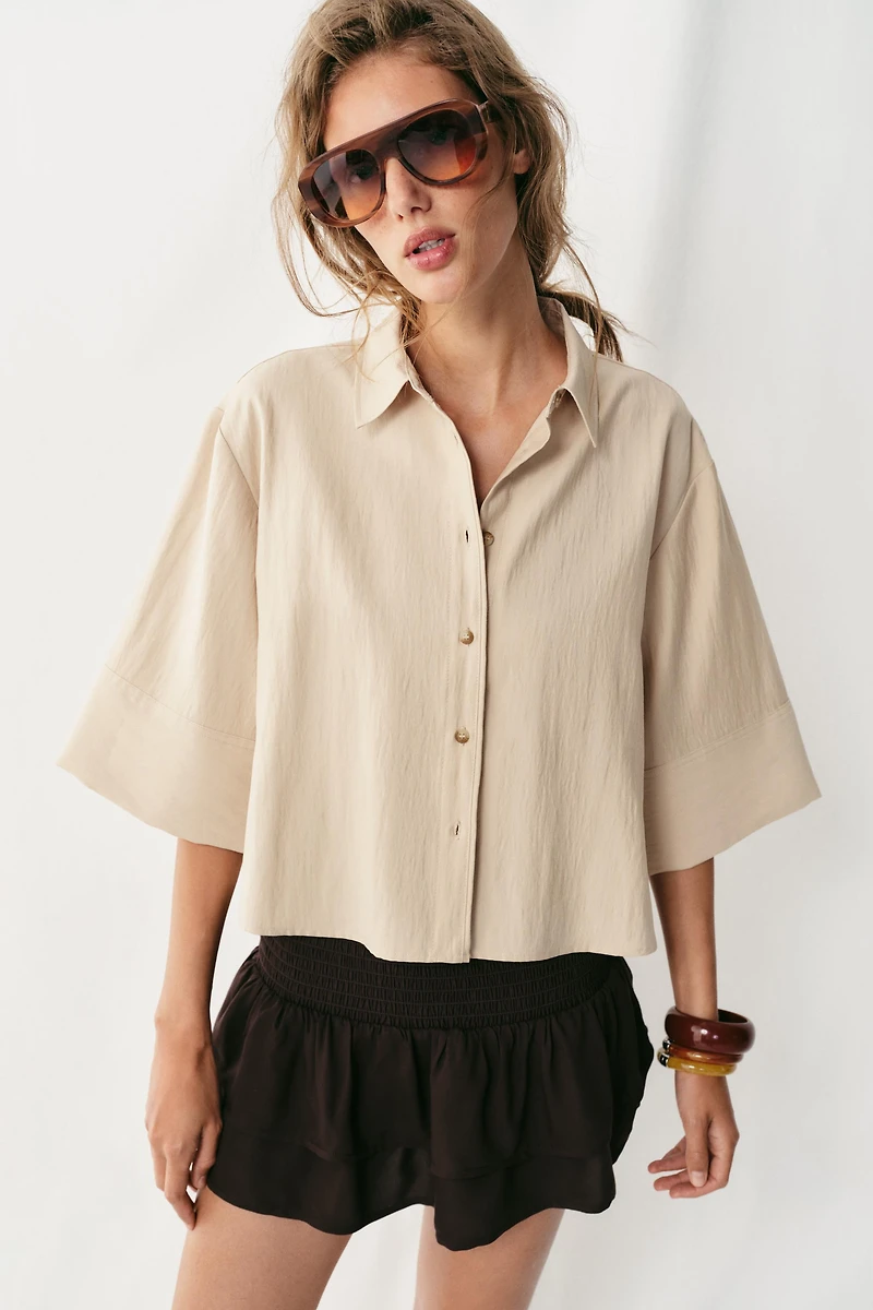 CROPPED SHIRT WITH WIDE SLEEVES