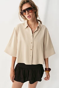 CROPPED SHIRT WITH WIDE SLEEVES
