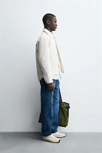 TEXTURED ZIP-UP OVERSHIRT