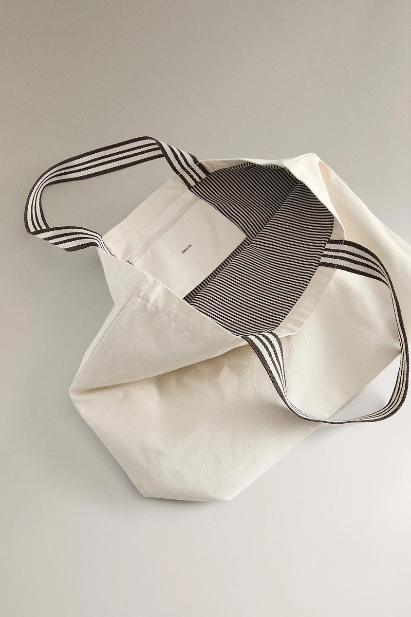 SAC CABAS TISSÉ RÉVERSIBLE RAYURES