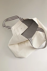 SAC CABAS TISSÉ RÉVERSIBLE RAYURES