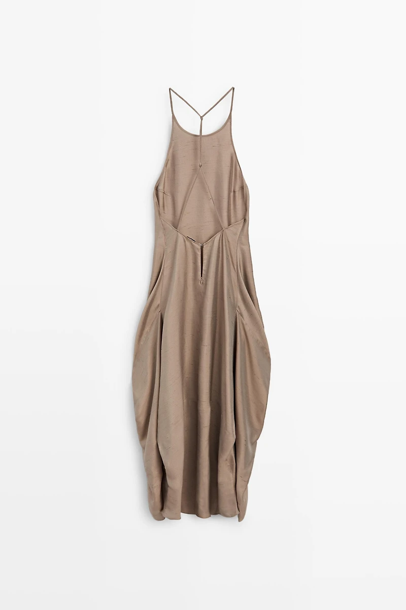 Satin halter flowing dress - STUDIO